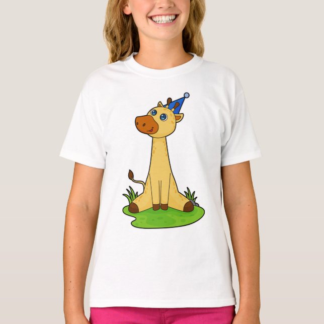 T-shirt Giraffe avec casquette de fête (Devant)