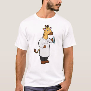 T-shirt Giraffe comme docteur avec tube d'essai