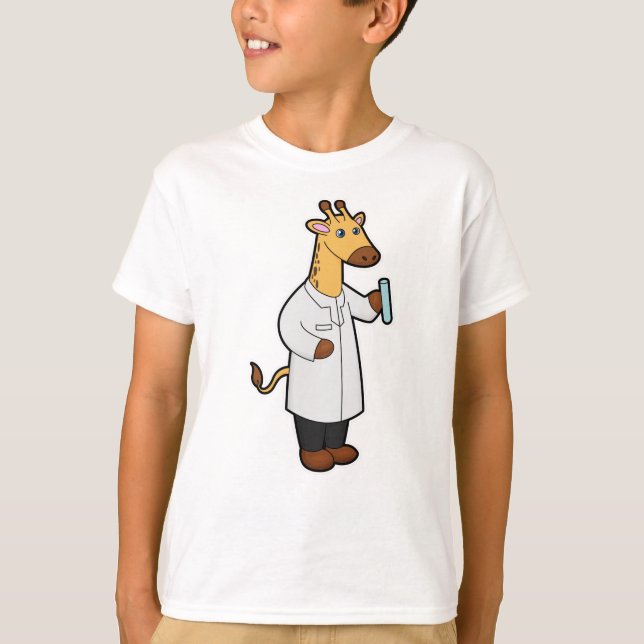 T-shirt Giraffe comme docteur avec tube d'essai (Devant)