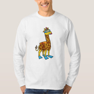 T-shirt Giraffe comme plongeur avec lunettes de natation e