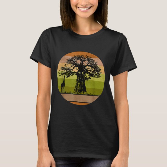 T-shirt Giraffe d'arbre du baobab Giraffe africaine (Devant)