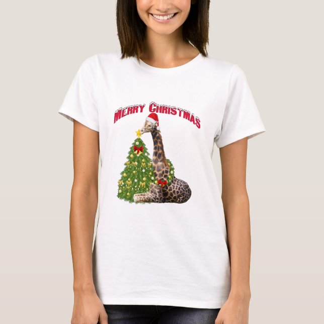 T-shirt Giraffe de Noël (Devant)