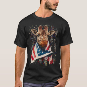 T-shirt Giraffe Drapeau américain 4 juillet Indépendance A