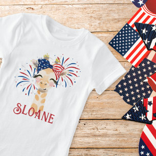 T-Shirt Giraffe Drapeau Élastique à cheveux et feux d'arti