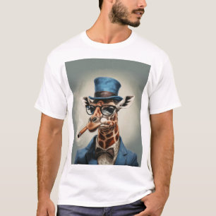 T-shirt Giraffe en chapeau avec cigare
