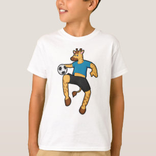 T-shirt Giraffe en joueur de football avec balle de footba