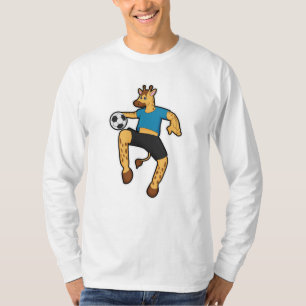T-shirt Giraffe en joueur de football avec balle de footba