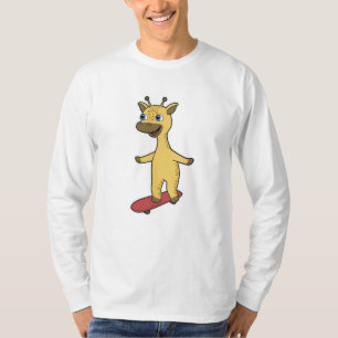 T-shirt Giraffe en patinage avec skateboard
