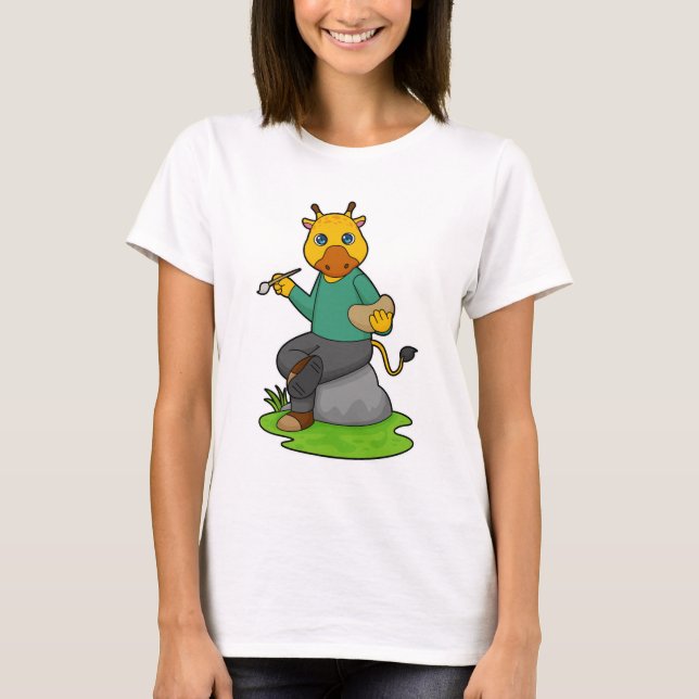 T-shirt Giraffe en peintre avec pinceau (Devant)