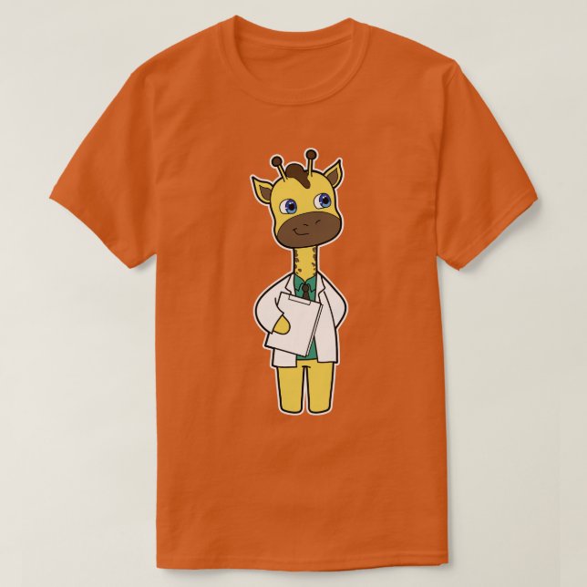 T-shirt Giraffe en tant que docteur avec Bloc-notes (Design devant)
