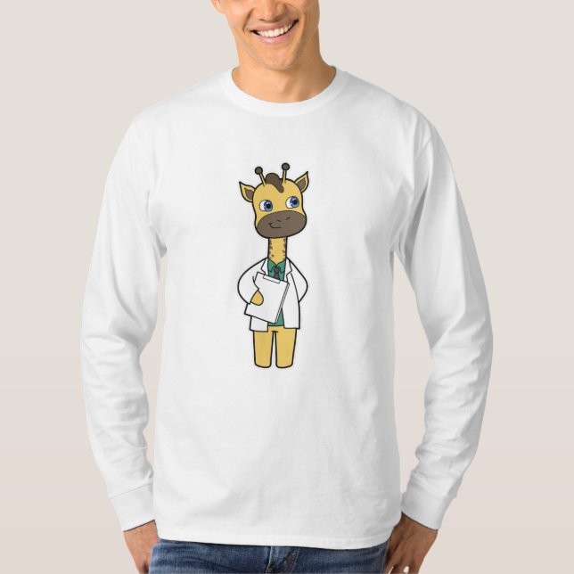 T-shirt Giraffe en tant que docteur avec Bloc-notes (Devant)
