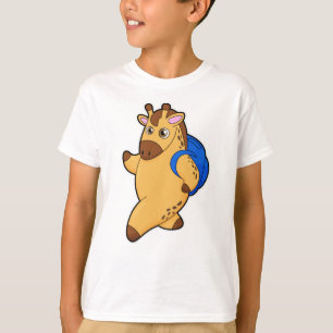 T-shirt Giraffe en tant qu'étudiant avec sac à dos