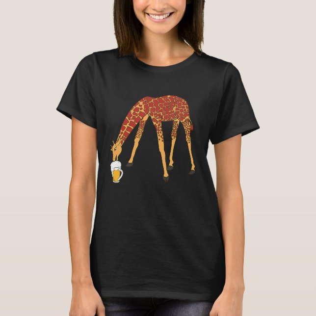 T-shirt Giraffe   Giraffe Long Neck Drinking Beer (Devant)
