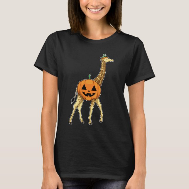 T-shirt Giraffe Halloween Citrouille (Devant)