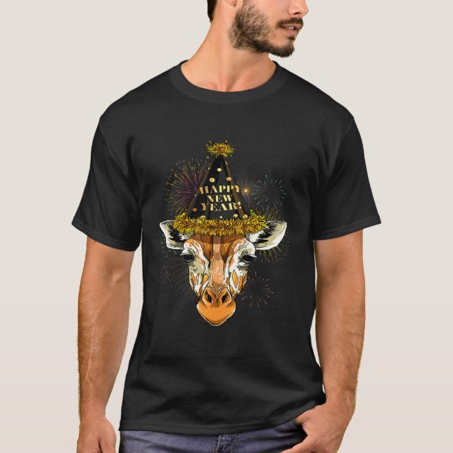 T-shirt Giraffe Joyeux Nouvel An 2021 Nouvel An Soirée (Devant)