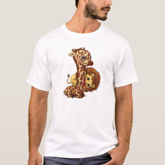 T-shirt Giraffe lunaire et Lion Jouer Art