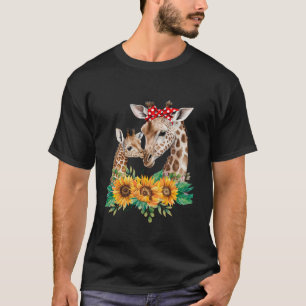T-shirt Giraffe Maman Enfants Bébés Animaux Mignons Tourne
