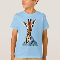 Giraffe mignonne portant une veste Denim Tee pour