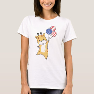 T-shirt Giraffe Mouches Ballons Usa au-dessus de mignons a