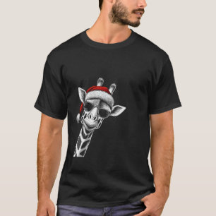 T-shirt Giraffe Noël Santa Hat Pajama Funny Giraffe X