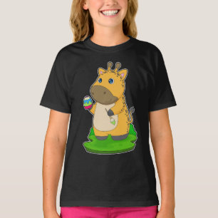 T-shirt Giraffe Pâques oeuf de Pâques Peinture brosse