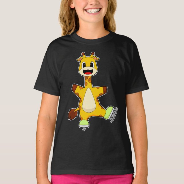 T-shirt Giraffe Patinage sur glace Patins sur glace (Devant)