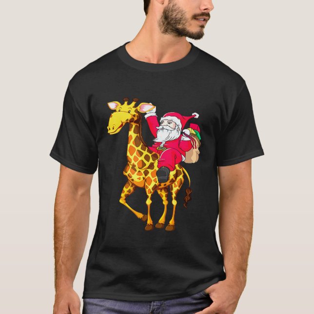 T-shirt Giraffe Père Noël Joyeux Noël Matching Noël (Devant)