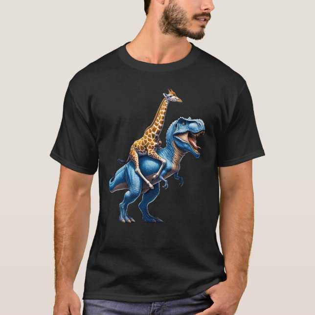 T-shirt Giraffe Riding Dinosaur Lover (Devant)