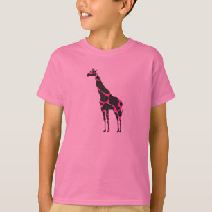 T-shirt Giraffe Rose chaud et Silhouette noire