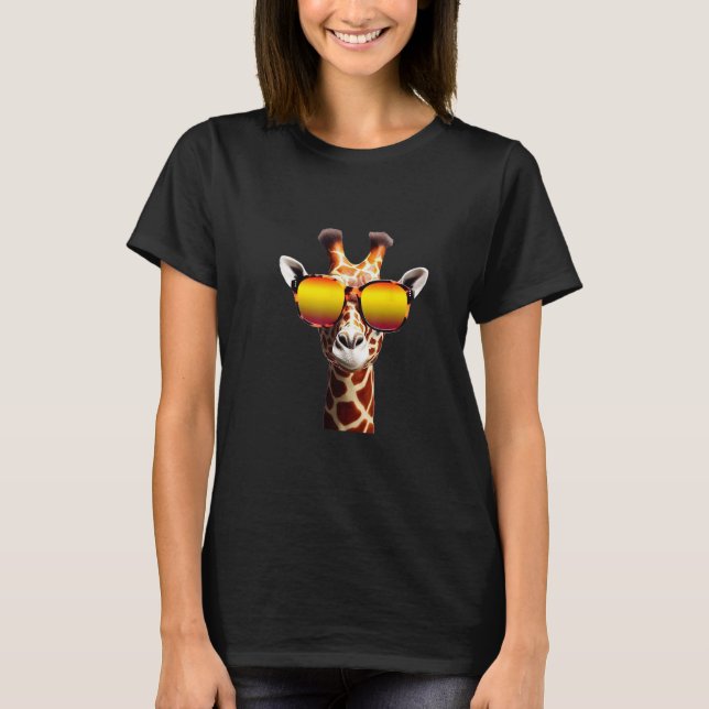 T-shirt Giraffe with Glasses for Zoo Animal  Graphic (Devant)
