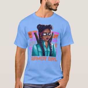 T-shirt Girl Gamer Samurai Katana Ninja Japon Virtual Real
