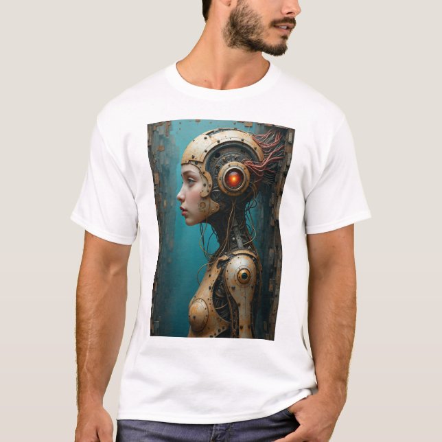 T-shirt Girl In Computer Mechanical Body (Devant)