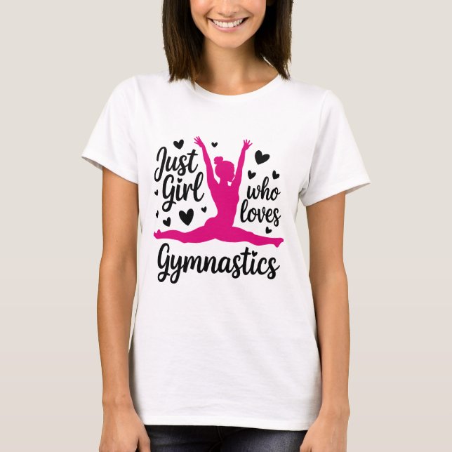 T-shirt Girl Loves Gymnastique Coeur Design (Devant)