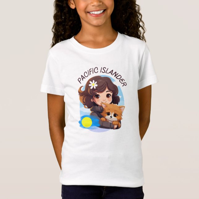 T-shirt Girl Pacific Islander (Palauan) (Devant)