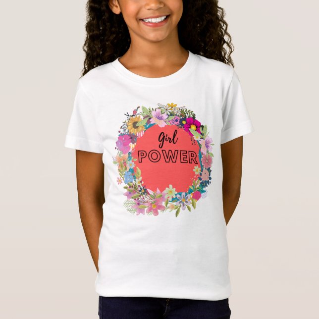 T-Shirt Girl Power Floral Design (Devant)