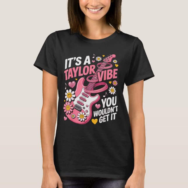 T-shirt Girl Retro Taylor First Name D Groovy 70's 80's  (Devant)