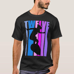 T-shirt Girl Riding Waves 12ème Surf Anniversaire Pink Sur