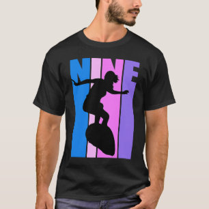 T-shirt Girl Riding Waves 9th Surfing Anniversaire Surfeur