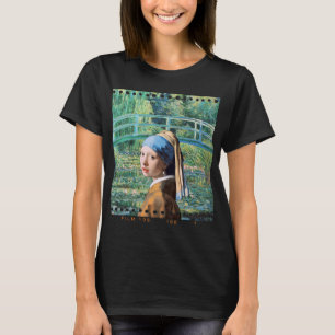 T-shirt Girl with Pearl Earring Water Lily Pond
