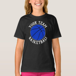 T-shirt Girls Blue Basketball Team, Nom et numéro du joueu