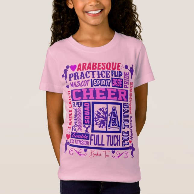 T-shirt Girls Cheerleading Purple Typography (Devant)