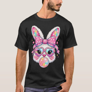 T-shirt Girls Easter Bunny Face Pink Easter Girls Toddler