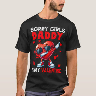 T-shirt Girls Funny Joke Daddy Is My Valentine Dabbing Hea