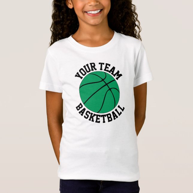 T-Shirt Girls Green Basketball Nom, joueur et numéro de l' (Devant)