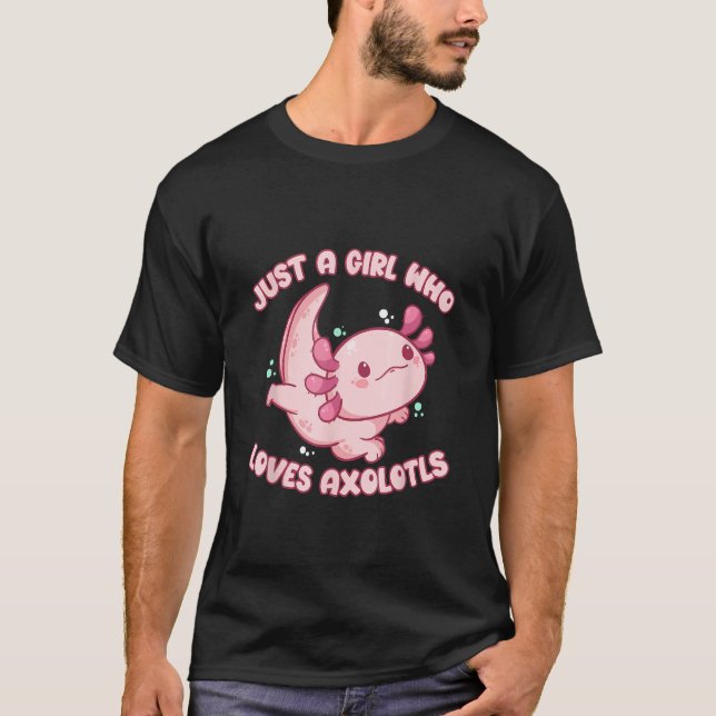 T-SHIRT GIRLS LOVES AXOLOTLS CUTE  FOR KIDS BOYS GIRLS (Devant)