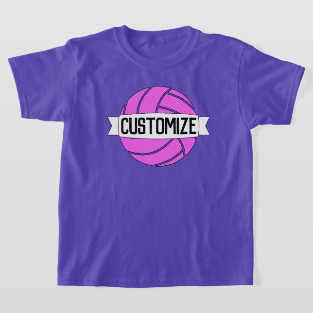 T-shirt Girls Pink Volleyball Team, Joueuse, Nombre & Coul (Poser)