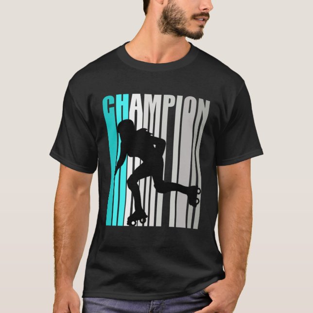 T-shirt Girls Turquoise Roller Skating Champion Roller Ska (Devant)