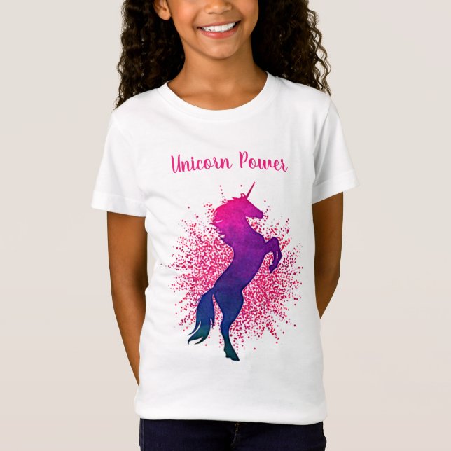 T-Shirt Girls "Unicorn Power" Unicorn & Parties scintillan (Devant)