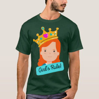 T-shirt Girlx27s fille de règle avec tête rouge couronne
