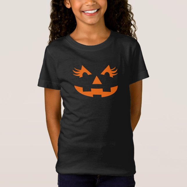 T-Shirt Girly Jack-o'-lantern Halloween (Devant)